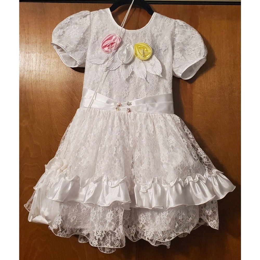 White Baptismal/Pageant Style Dress Size 8 By Me Mico with Purse
